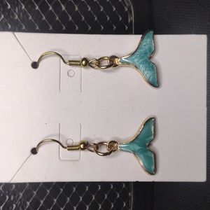 Turquoise Pearlescent Mermaid Tail Earrings